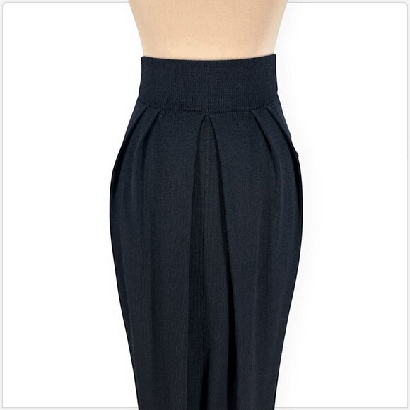 St. John Long Black Santana Knit Slit Front Evening Maxi Skirt NWT New Vintage 6 - Picture 2 of 4
